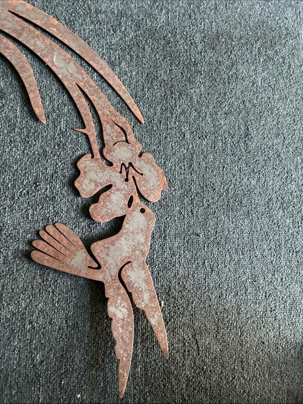 Vintage Rustic Hummingbird Wall/Garden  Decor - Brown Metal Accent